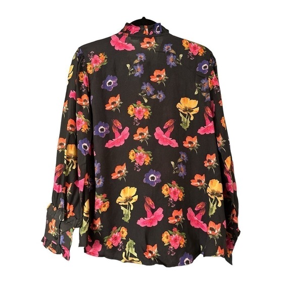 Tolani Collection Women's Cleo Button Front Floral Ruffle Top Size 2 Black NWT - Picture 5 of 7